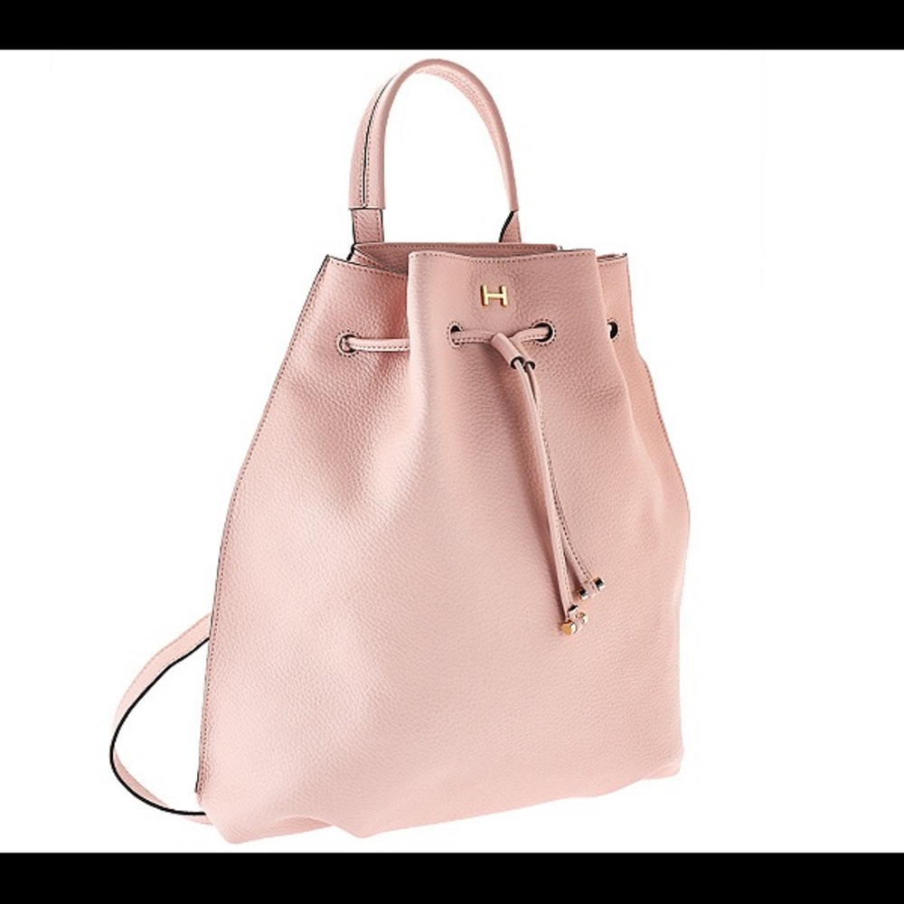 H by Halston Pebble Leather Drawstring Backpack